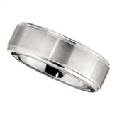Cobalt Satin/Polished Ridged Men's Wedding Band- Size 10